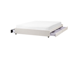 Cama Doble Beliani Prades De Poliéster Crema 180x200