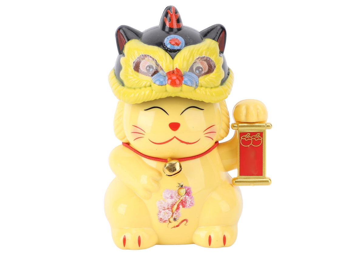 Gato De La Suerte, Cabeza Que Se Mueve, Panel Solar Decorativo Para Coche, Amarillo, 8x4,5 Cm