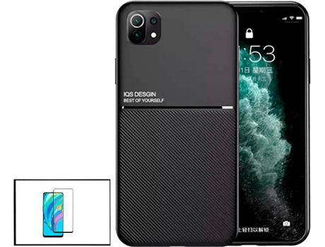 Kit Funda Magnetic Lux y Protector Cristal Templado 5D Full Cover Curved Xiaomi Mi 11 Lite PHONECARE Negro
