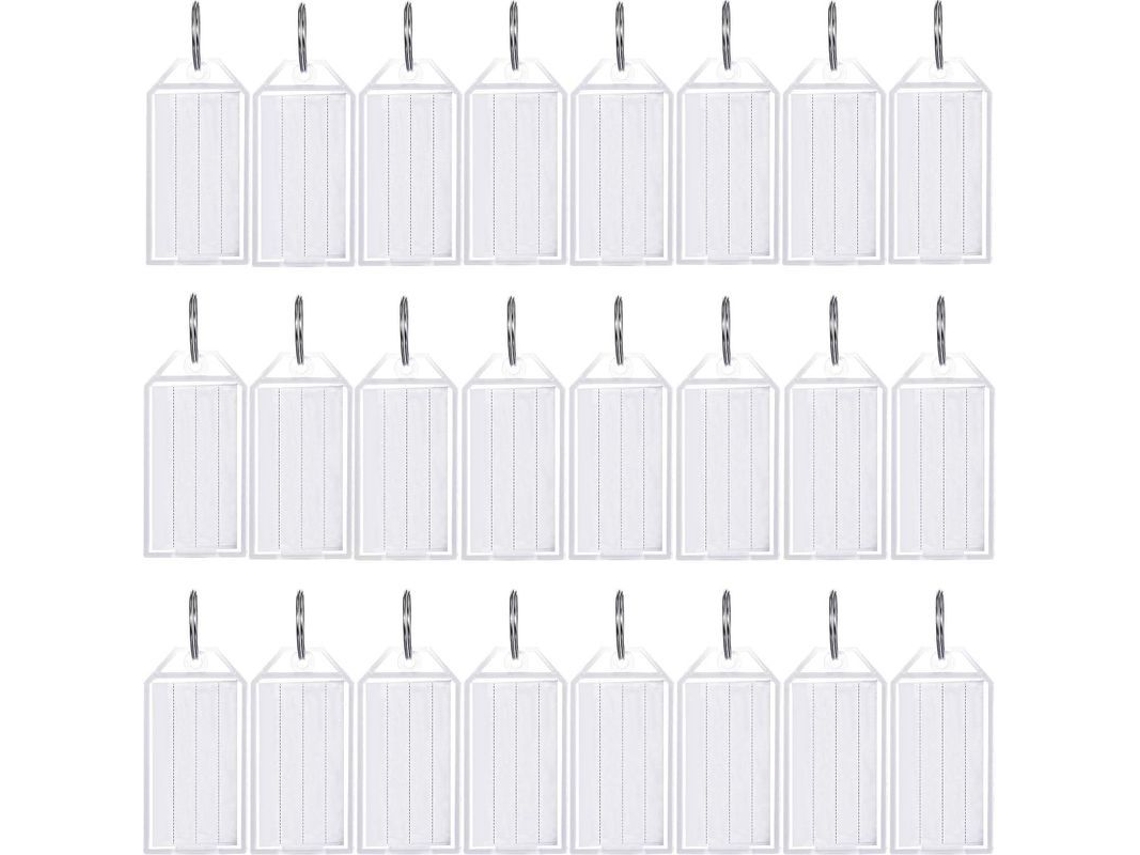 100 Llaveros De Plástico Duro Blanco Con Anillo Separador Para Equipaje E Identificación.