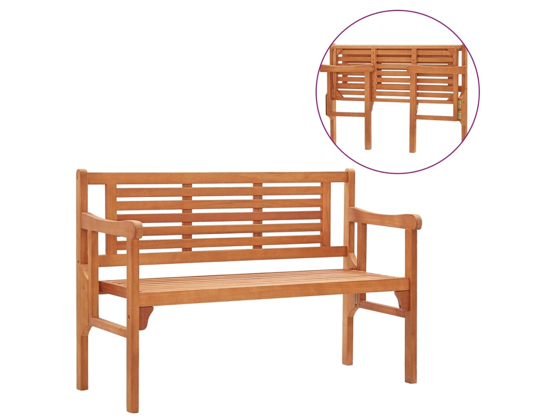 Lovely Home Banco de Jardín Plegable 120 Cm Madera de Eucalipto Maciza