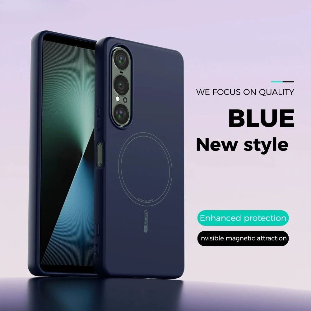 (azul Oscuro, Sony Xperia 1vi) Elegante Y Suave Funda Protectora De Silicona Líquida Con Cierre Magnético, Compatibilidad Con Magsafe Y Protección Contra Caídas.