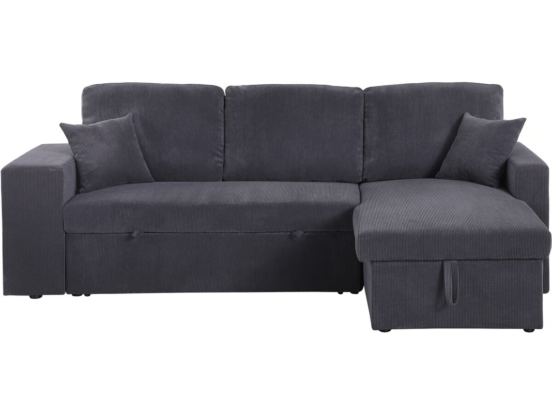 Sofá esquinero convertible de 3 plazas Axel en pana gris de Habitat Et Jardin