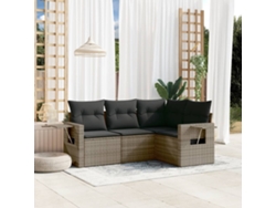 Conjunto de sofás de jardín de 4 piezas DKD Home Decor con cojines de mimbre gris