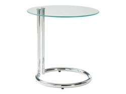 Mesa auxiliar Ylivieska redonda cristal/metal 46xØ45 cm - Transparente [EN.CASA]