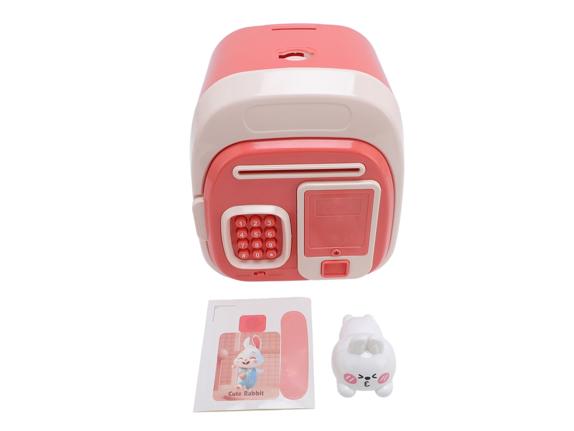 Hucha Rosa De Gran Capacidad Con Lector De Huellas Dactilares, Desplazamiento Automático E Impresión Automática.
