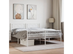 Estructura Cama Sin Colchón Con Estribo Metal Blanco 120x200 Cm