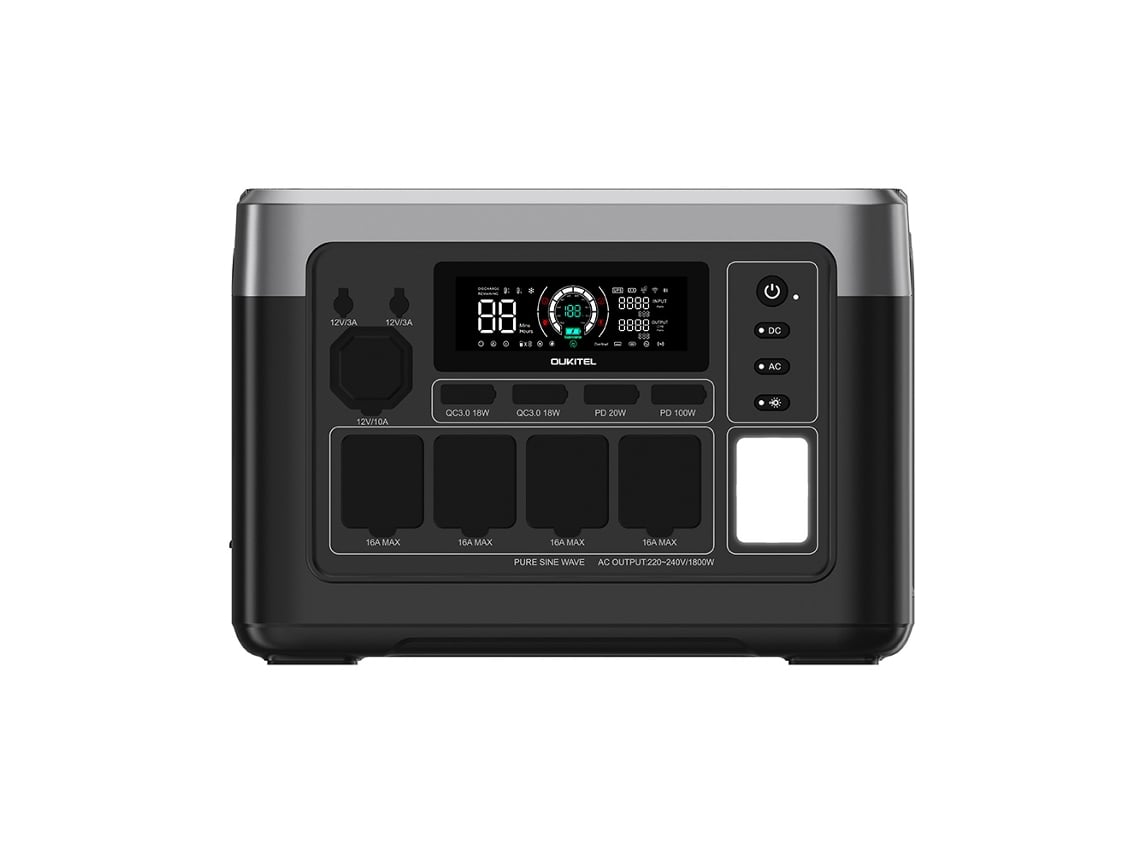 Estación de energía portátil Oukitel P1500 Plus 1800w 1536wh LiFePO4 4000 ciclos UPS 10ms Carga rápida 1200w