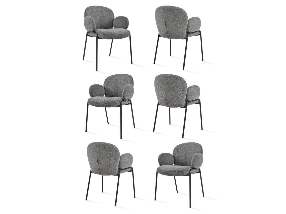 Sillas De Comedor Goeurvant 1235(pack De 6, Gris, Tela)