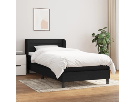 vidaXL Cama con somier y colchón 90x190 cm tela negra