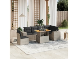 Conjunto de sofás de jardín de 7 piezas DKD Home Decor con cojines de mimbre gris