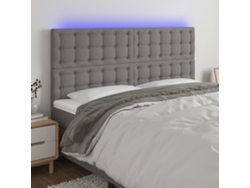 Cabecero Con Luces Led Tela Gris Oscuro 180x5x118/128 Cm
