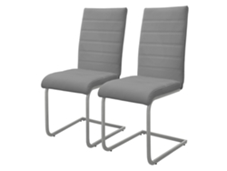 Conjunto de 2 Cadeiras ML-DESIGN de Jantar Cantilever com Encosto em Couro Sintético Cinzento