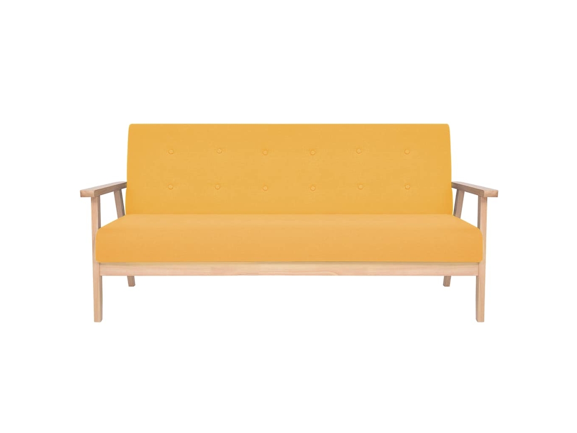 Sofá De 3 Plazas | Sofá De Salón | Sofá De Descanso De Tela Amarillo
