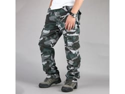 Calça Cargo Militar Camuflada Masculina 2026, Roupa de Trabalho Durável, Tecido de Mistura de Algodão, Tamanho 40, Azul