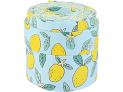 Cinta Decorativa De Algodón Azul Con Estampado De Frutas, 3 Rollos De 5 Metros, Suave Al Tacto Y Duradera.