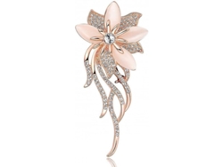 Broche De Flor Para Mulher Linjou Com Olho De Gato Criado E Zircônia Cúbica Clássico 12g