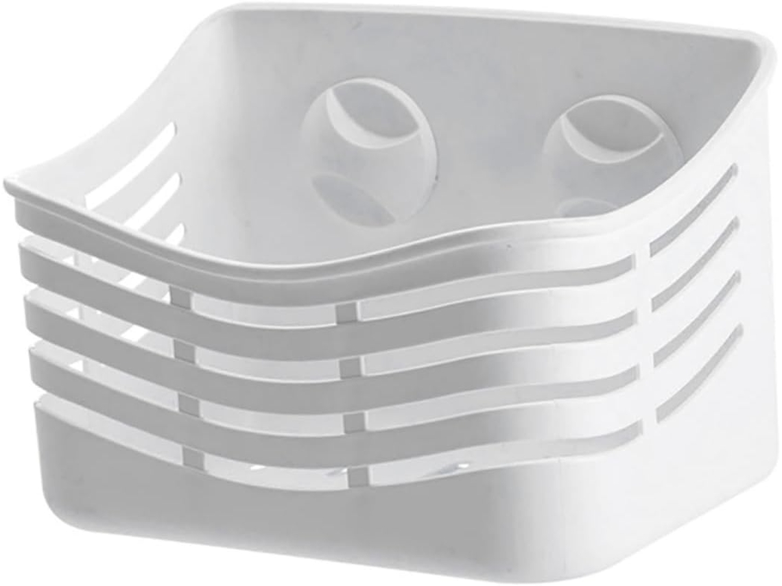 Estante De Pared Plástico Blanco Con Ventosas, Sin Taladro, Fácil Instalación, Gran Capacidad Almacenamiento