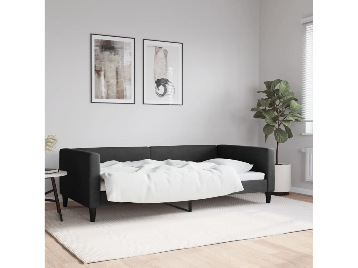 Sofá Cama Sin Colchón Tela Negro 100x200 Cm