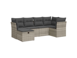 Maison Exclusive - Set De Sofás De Jardín 6 Pzas Y Cojines Ratán Sintético Gris
