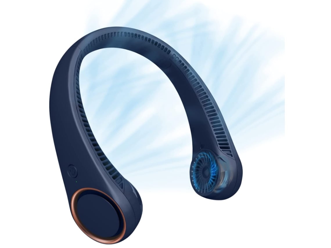 Ventilador de Cuello Portátil ENZON 3 Velocidades Saída de Ar 78 Azul