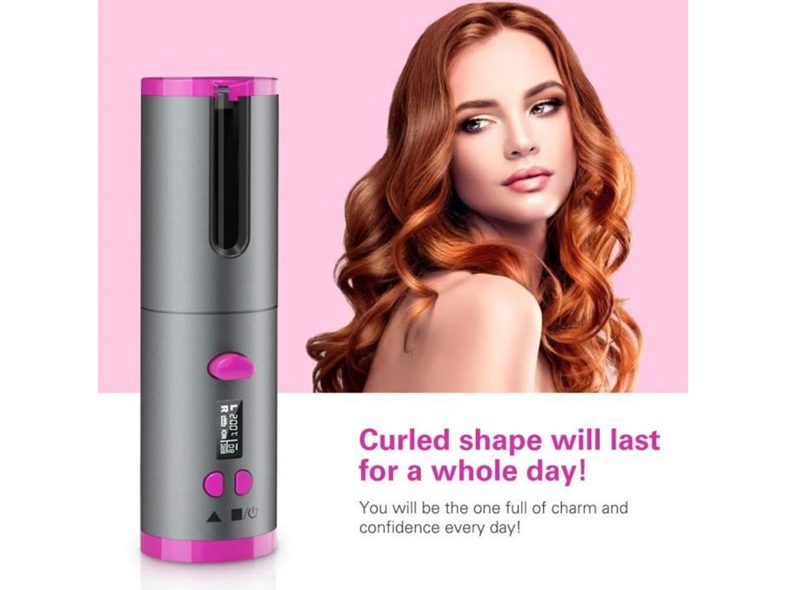 Rizador de pelo automático, rizador inalámbrico, rizadores de pelo recargables por USB, varita ondulante, rizador, estilo portátil D
