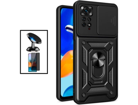 Kit Protector de Pantalla 5D Anti-Spy + Carcasa Magnetic + Soporte Magnético de Coche para Xiaomi Redmi Note 11 Pro PHONECARE Negro