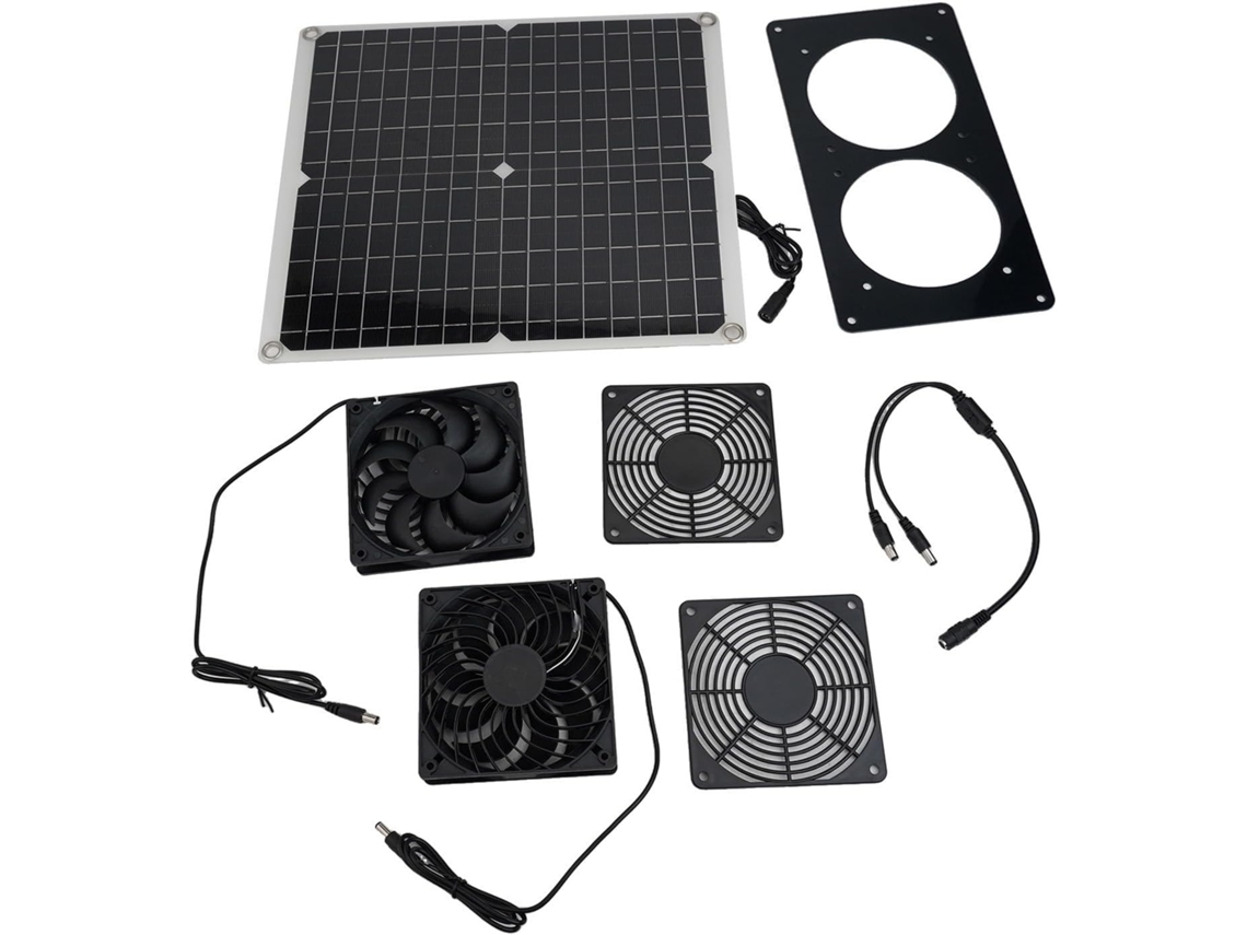 Kit de ventilador solar con dos ventiladores y panel monocristalino