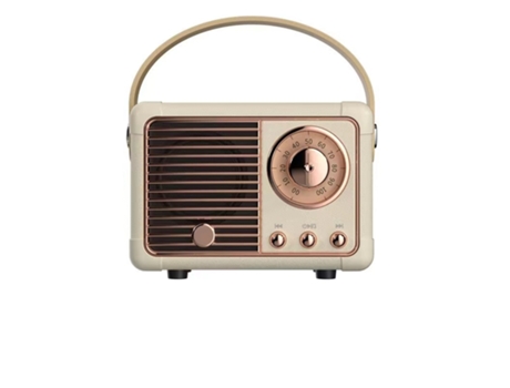Altavoz Bluetooth de estilo retro, diseño de radio clásico de estilo antiguo, diseño portátil pequeño y compacto, blanco CHRONUS