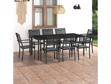 Conjunto 9 de comedor de jardín VIDAXL acero