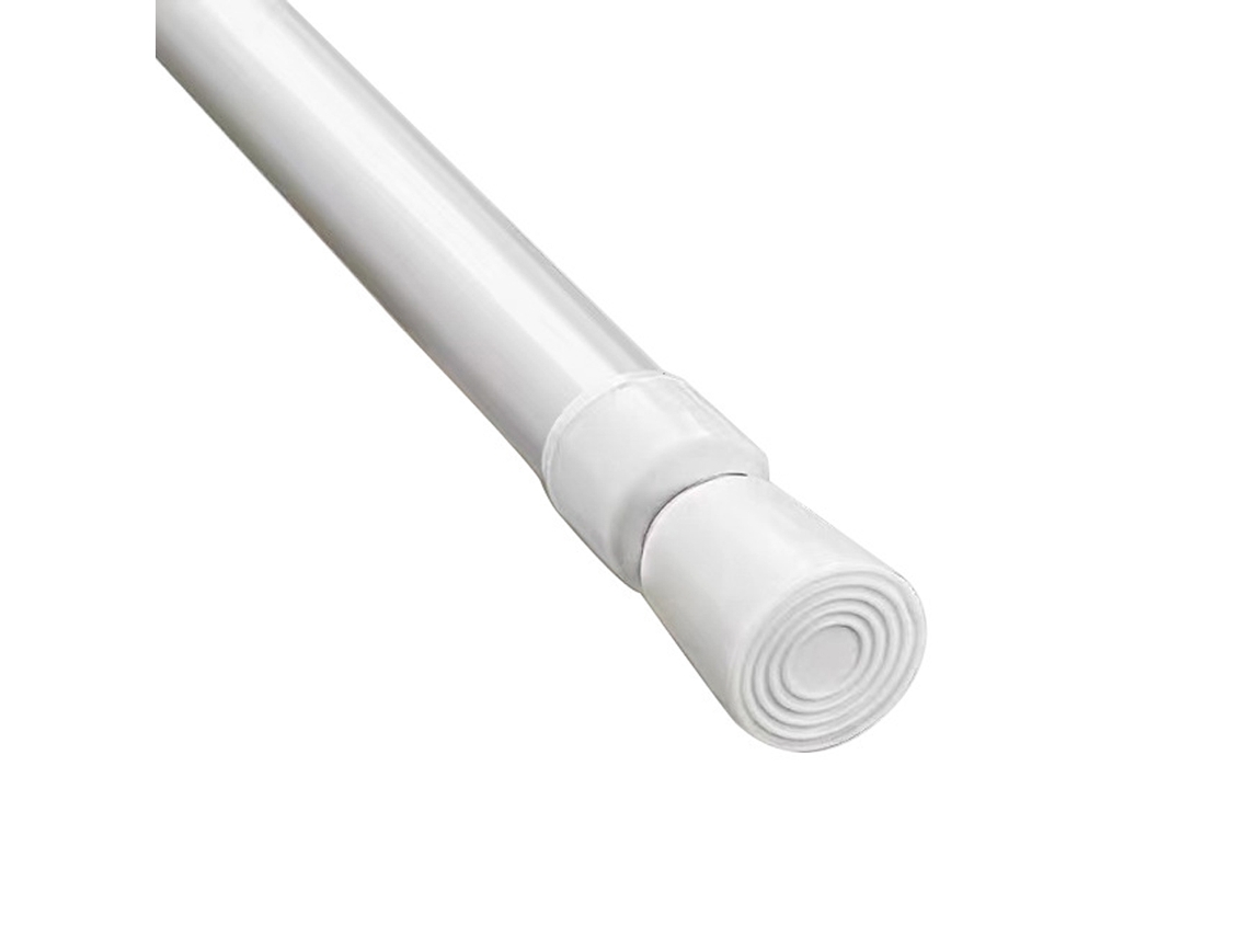 HYMNORA Barra telescópica para cortina de ducha blanca de 1,3 cm sin taladro, diseño innovador sin perforación, ajuste flexible del largo telescópico, barra c