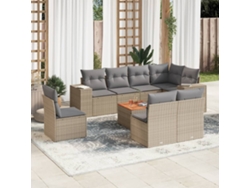 Conjunto de 9 sofás de jardín con cojines de mimbre beige de Dkd Home Decor