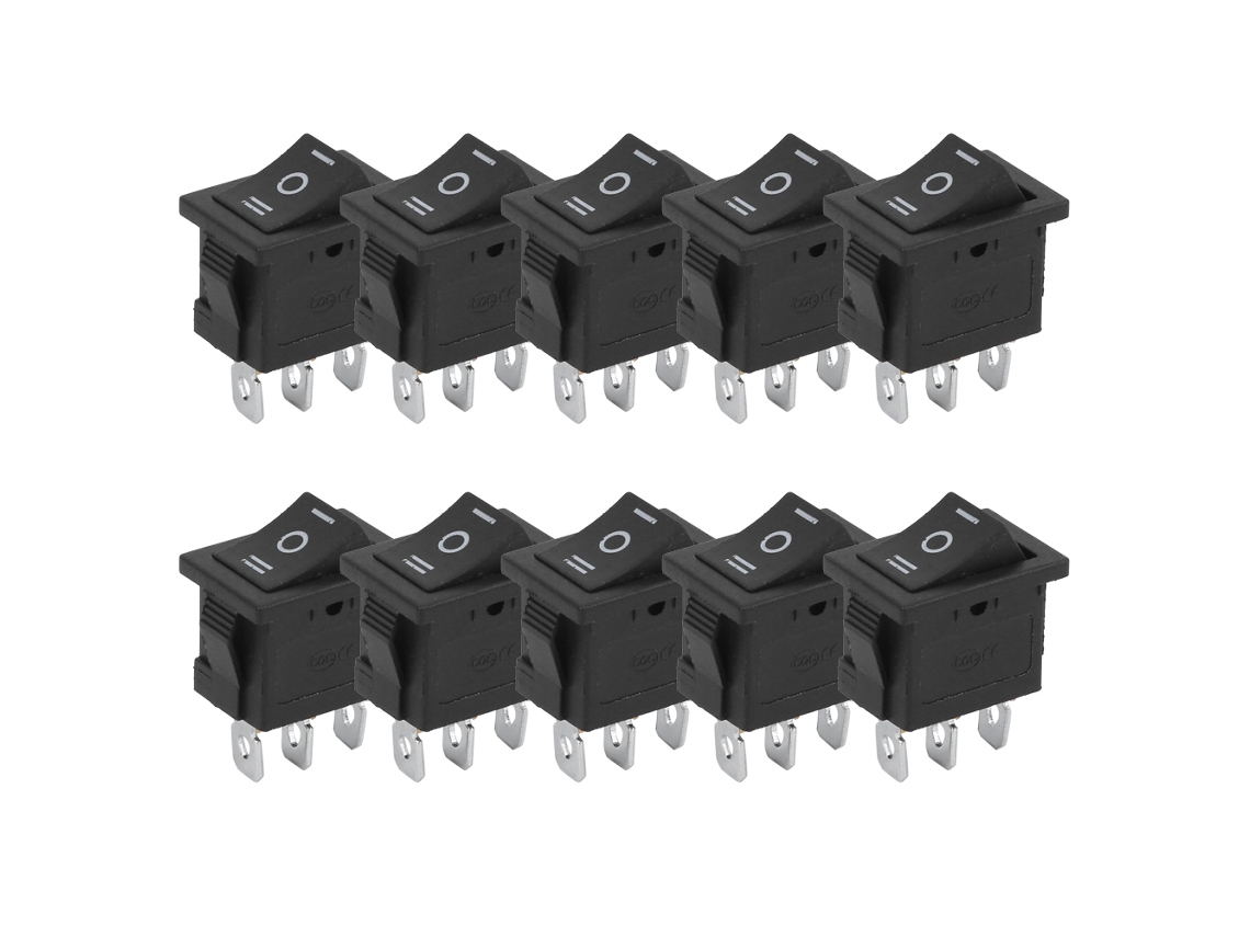 10 Mini Interruptores Basculantes Kcd1 De 3 Pines Y 3 Posiciones, Cuadrados, De Encendido/apagado, Para Electrodomésticos.