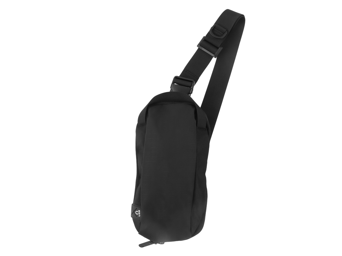 Bolsa Pecho Negro Para Hombre Con Correa Ajustable Cremallera Brillante Y Agujero Para Auriculares Mochila De Senderismo Viaje