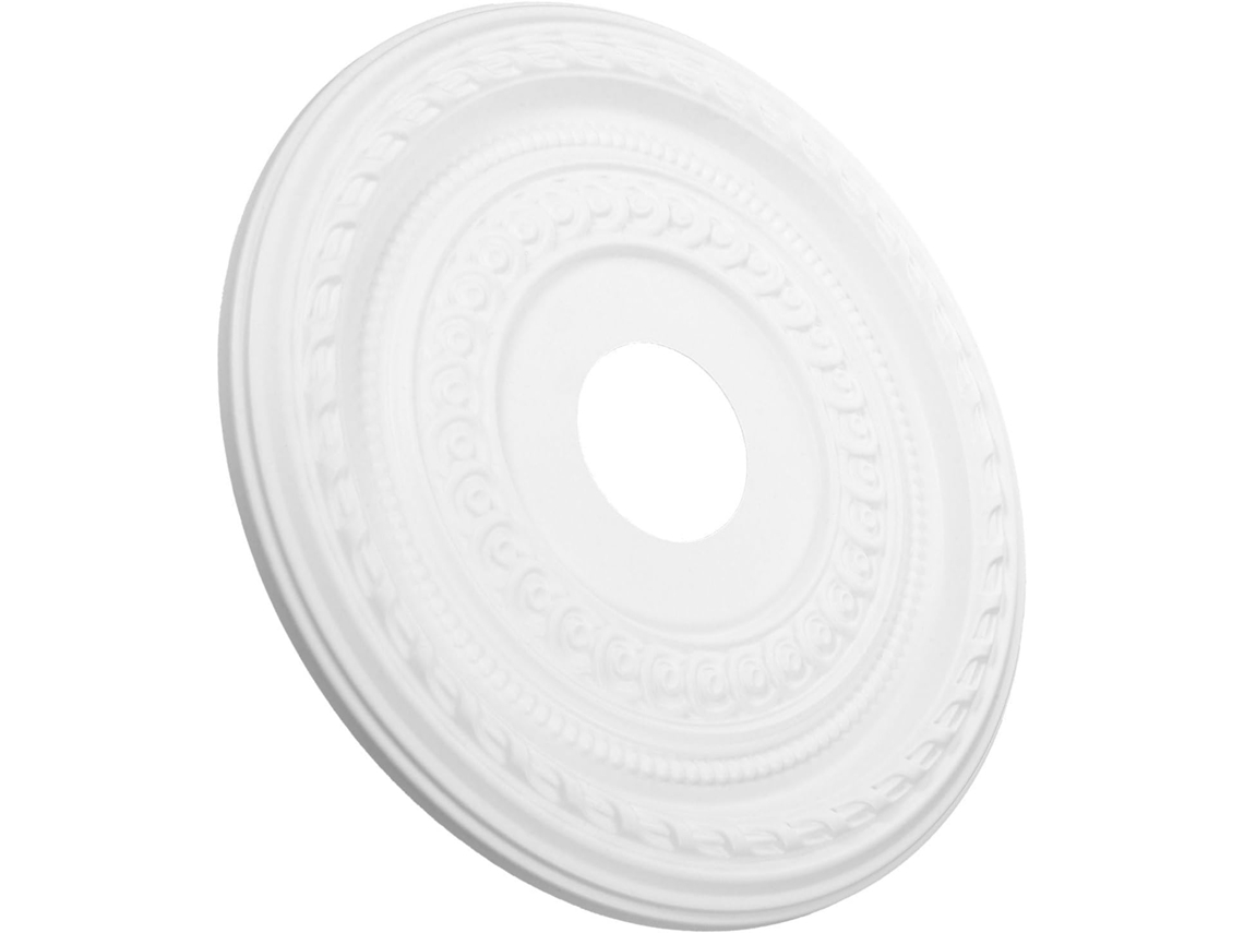 Lámpara De Techo Redonda Decorativa De Poliuretano Blanco Con Forma De Medallón, Fácil De Instalar.