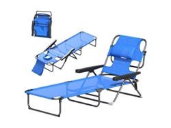 Tumbona Plegable De Exterior 194x72x31cm Negra Azul