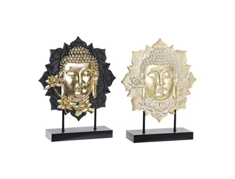 Figura Decorativa DKD HOME DECOR 27 x 8 x 33,5 cm Negro Dorado Buda Oriental (2 Unidades)