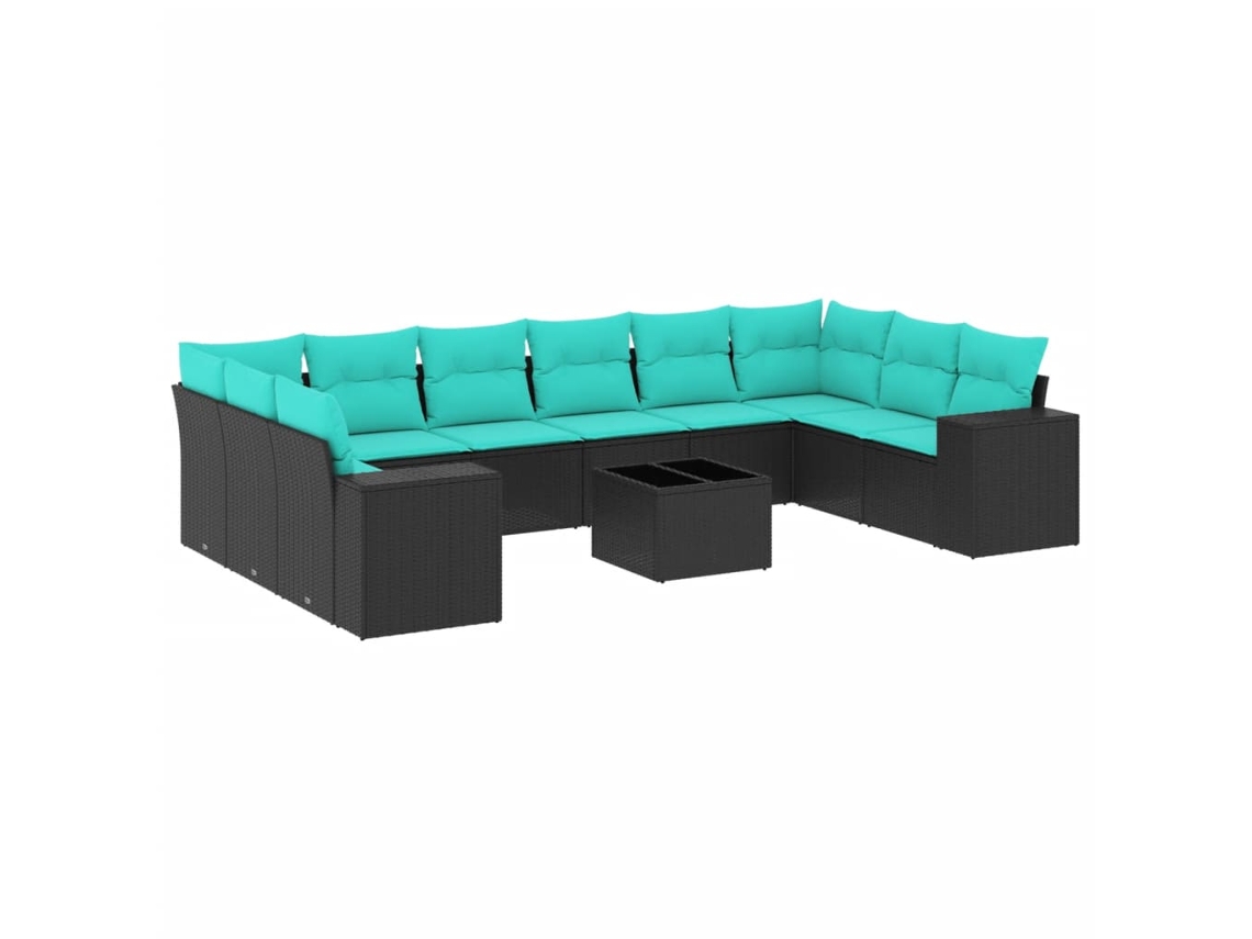 Maison Exclusive - Conjunto De Sofá De Jardín De 11 Piezas Con Cojines, De Poliratán Negro