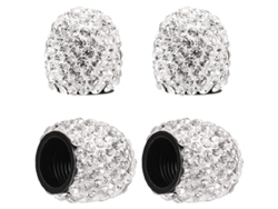 4 Tapones Para Válvulas De Neumáticos Con Diamantes De Imitación, Tapones Impermeables Para Válvulas De Automóviles Y Suv (blanco)