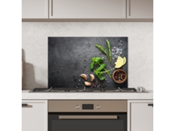 Panel Antisalpicaduras Cocina Lima - Hierbas - Especias - Verde - Gris - Hormigón 70x50 Cm