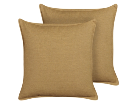 Conjunto de 2 cojines de algodón/lino amarillo mostaza 45 x 45 cm BELIANI Subulata