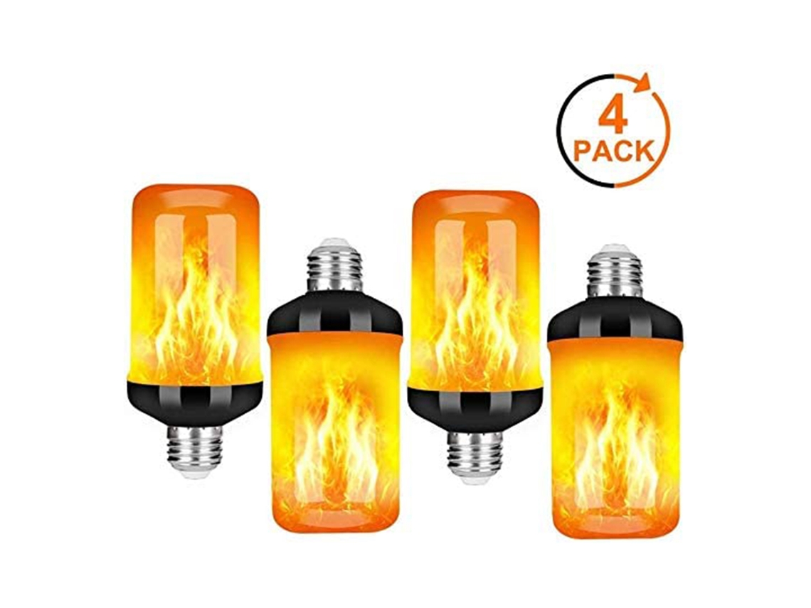 4 Bombillas Led Con Efecto Llama, Base E27, 4 Modos De Luz Parpadeante, Simulación De Fuego, Ahorro De Energía.