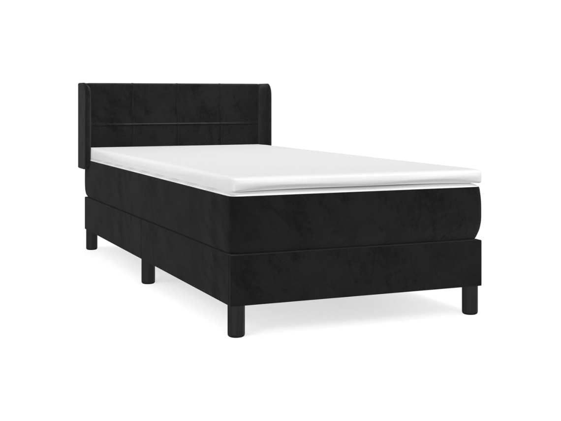 Maison Exclusive - Cama Box Spring Con Colchón Terciopelo Negro 90x200 Cm