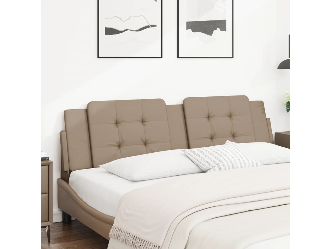 Cabecero De Cama Acolchado Cuero Sintético Capuchino 180 Cm