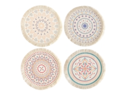 Juego de 4 manteles individuales redondos trenzados, resistentes al calor, manteles individuales de cocina antideslizantes. TRUYUETY