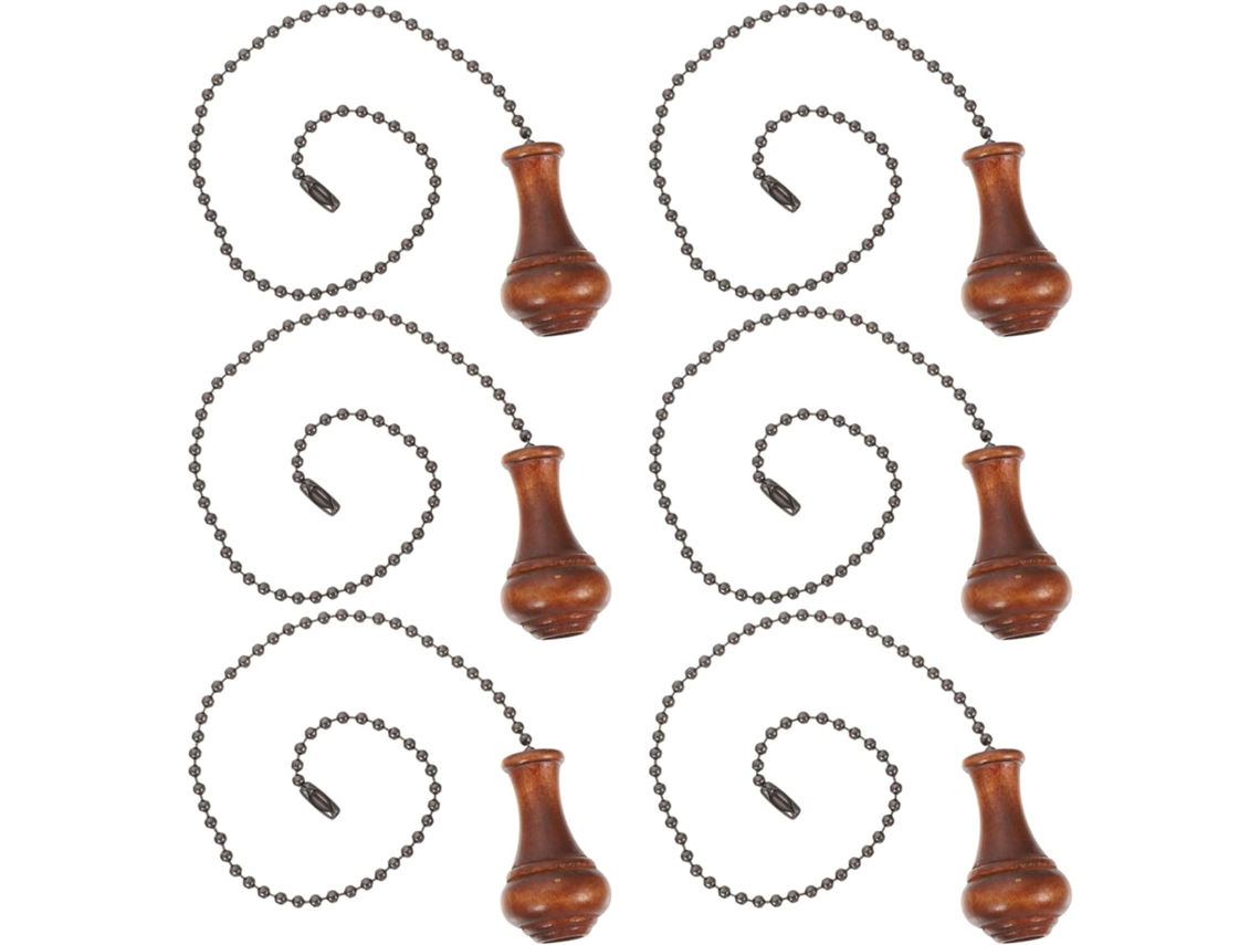 Juego de 6 cadenas decorativas de madera vintage para ventilador de techo.