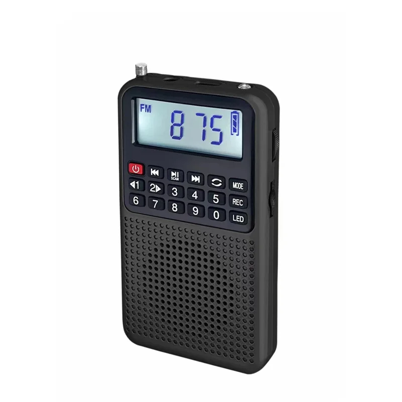 Mini Radio Fm (negra) - Alta Sensibilidad - Altavoz Bluetooth - Grabadora - Luz Led - Compatible Con Tarjeta Tf - Auriculares