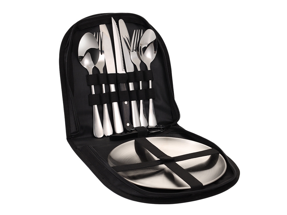 Set de camping con estuche - Cubiertos de viaje portátiles RNEMITERY