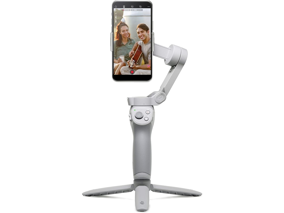 Gimbal profesional para smartphone, trípode incluido, seguimiento facial y control de gestos para grabar vídeos perfectos.