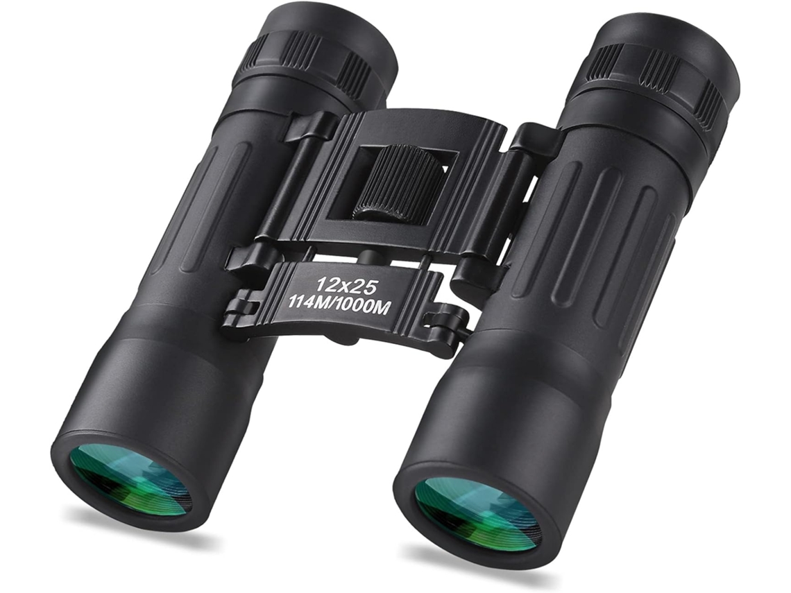 Binoculares Compactos 12x25, Binoculares De Alta Potencia Y Fácil Enfoque, Binoculares Portátiles Con Ocular Grande (negros)